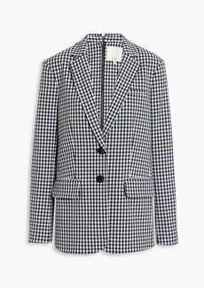 Tibi - Zip-detailed gingham twill blazer - Black - US 6