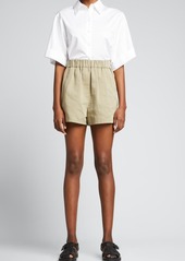 Tibi Cotton Linen Sateen Pull-On Shorts