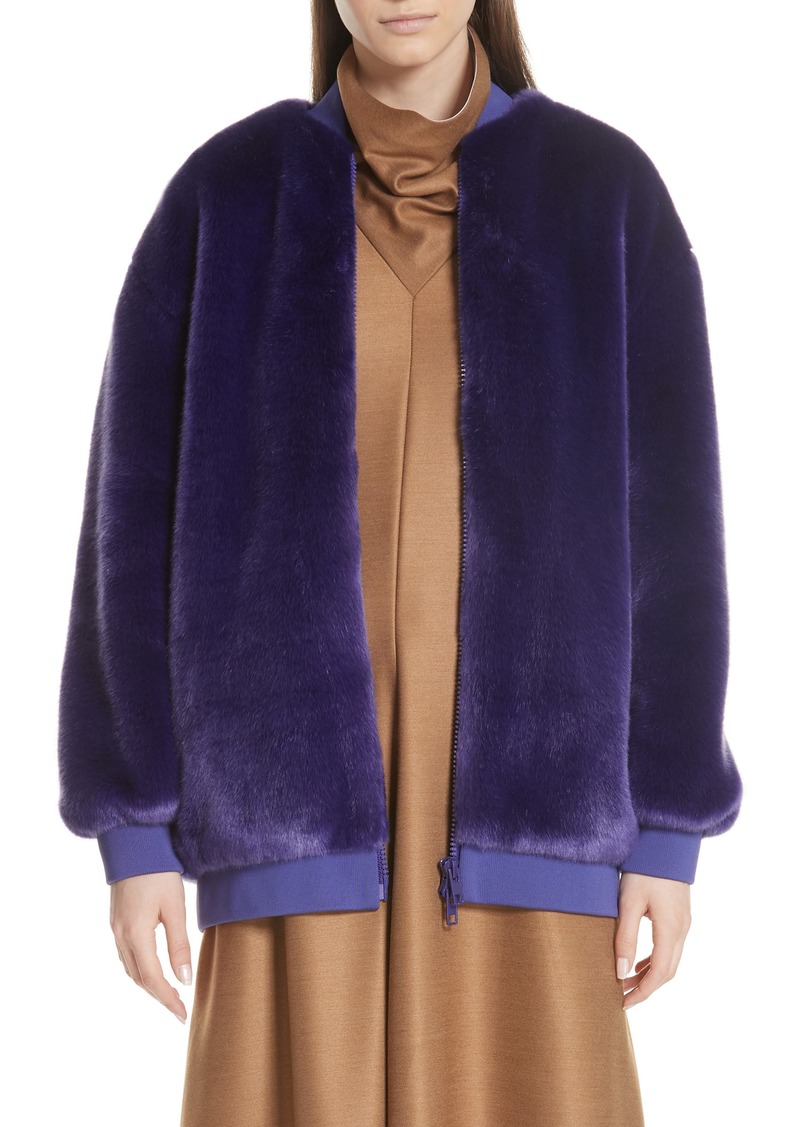 tibi faux fur bomber