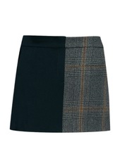 Tibi Mats Dual-Print Wool-Blend Mini Skirt