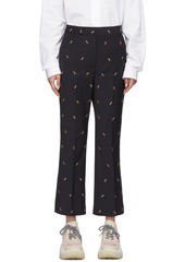 Tibi Navy Ant Embroidery Cropped Trousers