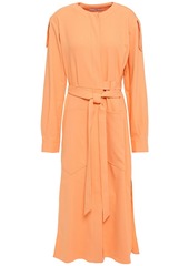 Tibi Woman Belted Crepe Midi Dress Pastel Orange