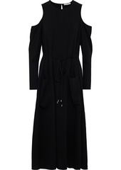 Tibi Woman Cold-shoulder Crepe Midi Dress Black