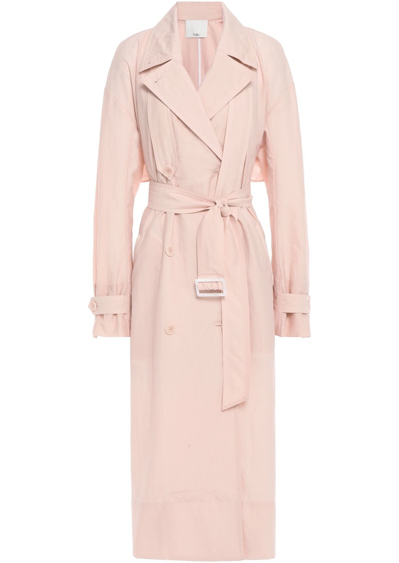Tibi Woman Crinkled-shell Trench Coat Pastel Pink