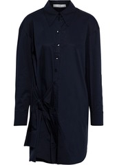 Tibi - Tie-front organic cotton-poplin mini shirt dress - Blue - US 6