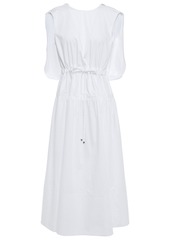 Tibi Woman Zip-detailed Gathered Cotton-poplin Midi Dress White
