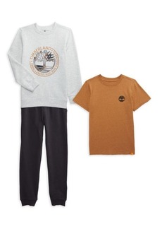 Timberland Boy's 3-Piece Logo Tee, Sweatshirt & Joggers Set