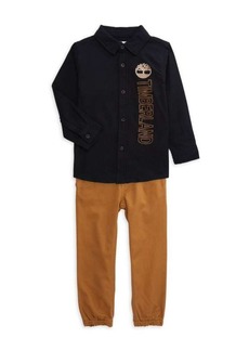 Timberland Little Boy's 2-Piece Button Down Shirt & Pant Set