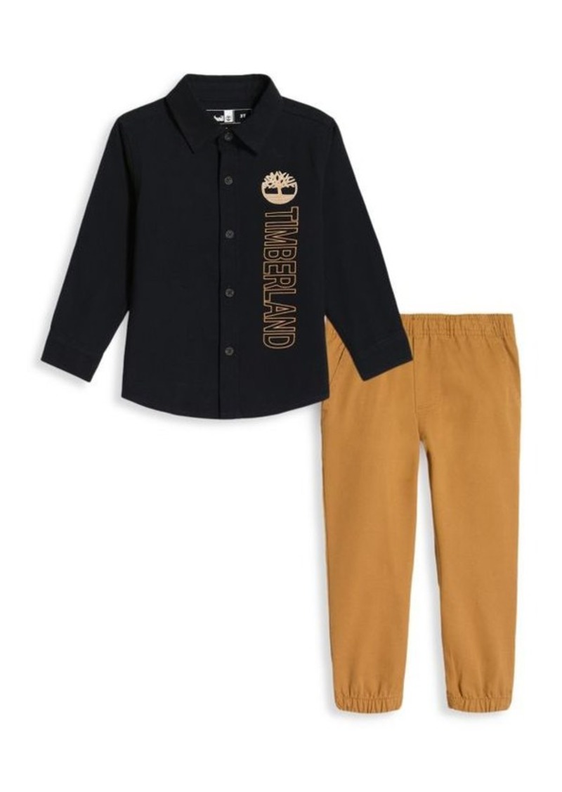 Timberland Little Boy's 2-Piece Logo Shirt & Pants Set