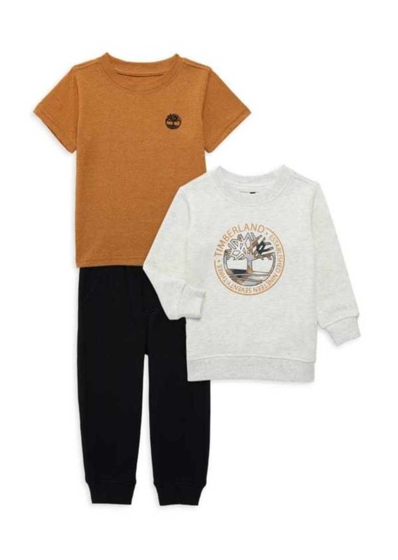 Timberland Little Boy's 3-Piece Logo Tee, Sweatshirt & Joggers Set