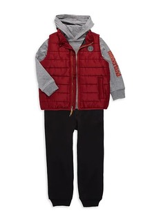 Timberland Little Boy's 3-Piece Puffer Vest, Hoodie & Joggers Set