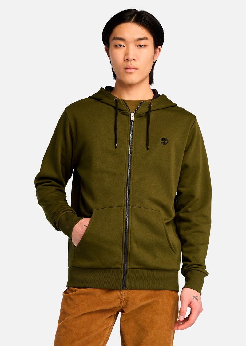 Timberland Men's Oyster River Chest Logo Brushback Zip Hoodie