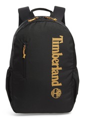 Timberland Linear Logo Water Resistant Backpack in Black W/Wheat Logo at Nordstrom