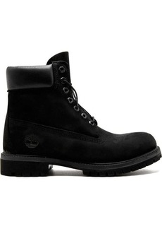 Premium  Black Leather Ankle Boots with Logo Timberland Man