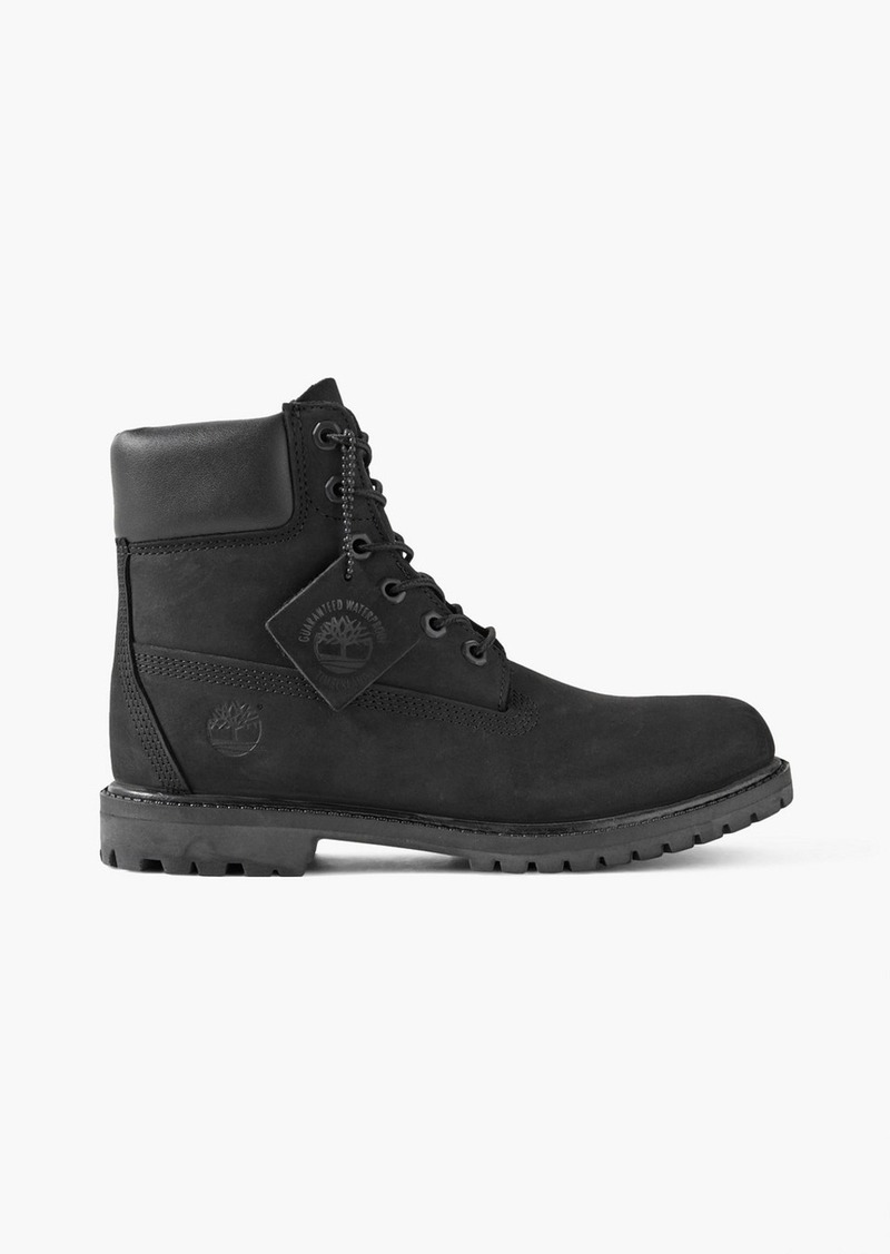 TIMBERLAND - Premium leather-trimmed nubuck ankle boots - Black - US 7