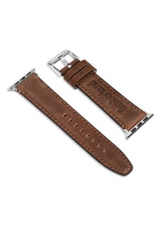 Timberland Barnesbrook Water Repellent Leather 22mm Smartwatch Watchband in Brown at Nordstrom