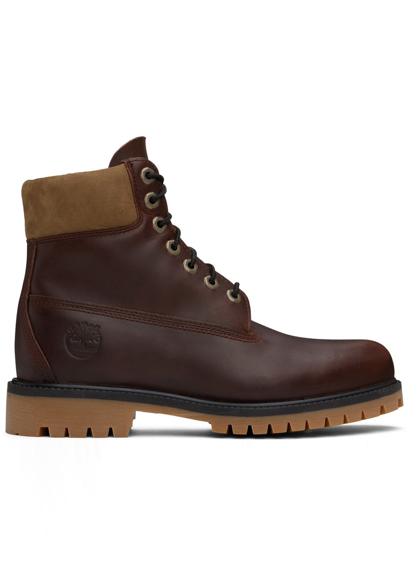 Timberland Burgundy Heritage 6-Inch Lace-Up Waterproof Boots