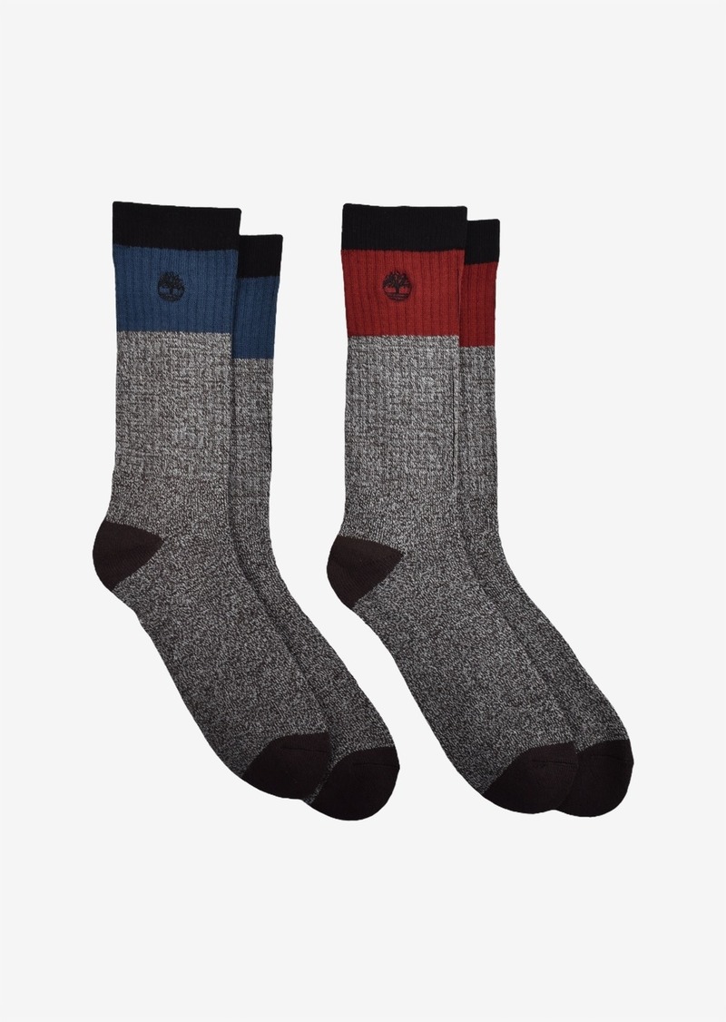 Timberland Men's Colorblock Crew Socks, Pack of 2 - Charcoal Heather