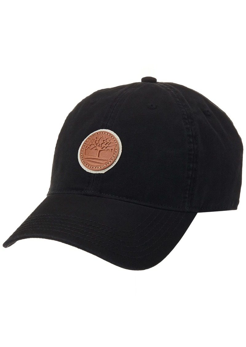 Timberland Men's Cotton Canvas Baseball Cap Hat Black/Logo Patch