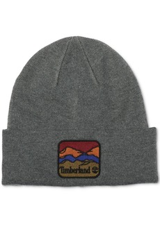 Timberland Men's Embroidered Mountain Logo Patch Beanie - Charcoal Heather
