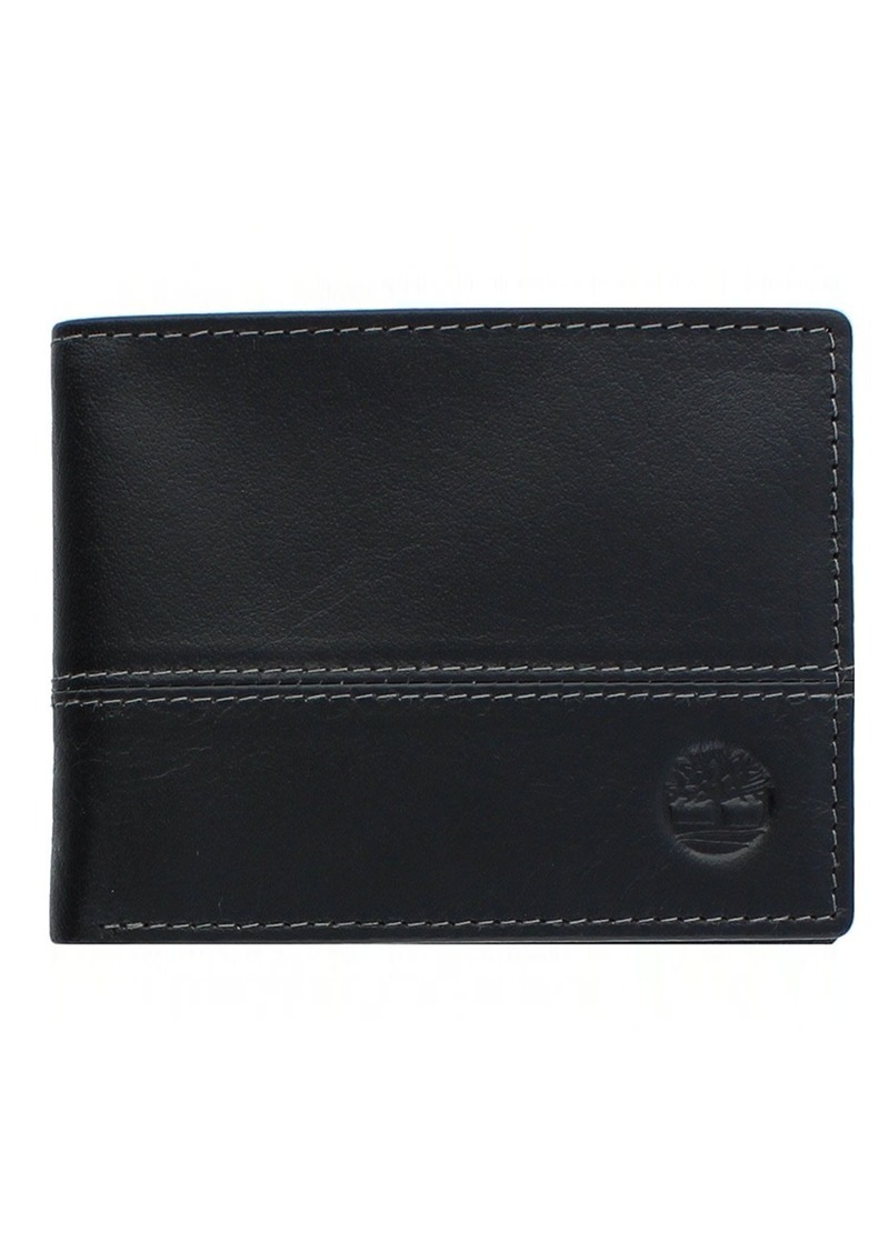 Timberland mens Leather Passcase Trifold Wallet Hybrid