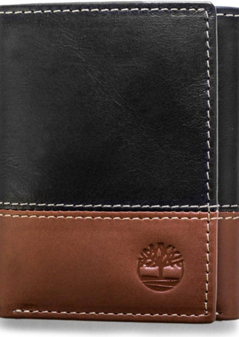 Timberland mens Leather Trifold Wallet With Id Window