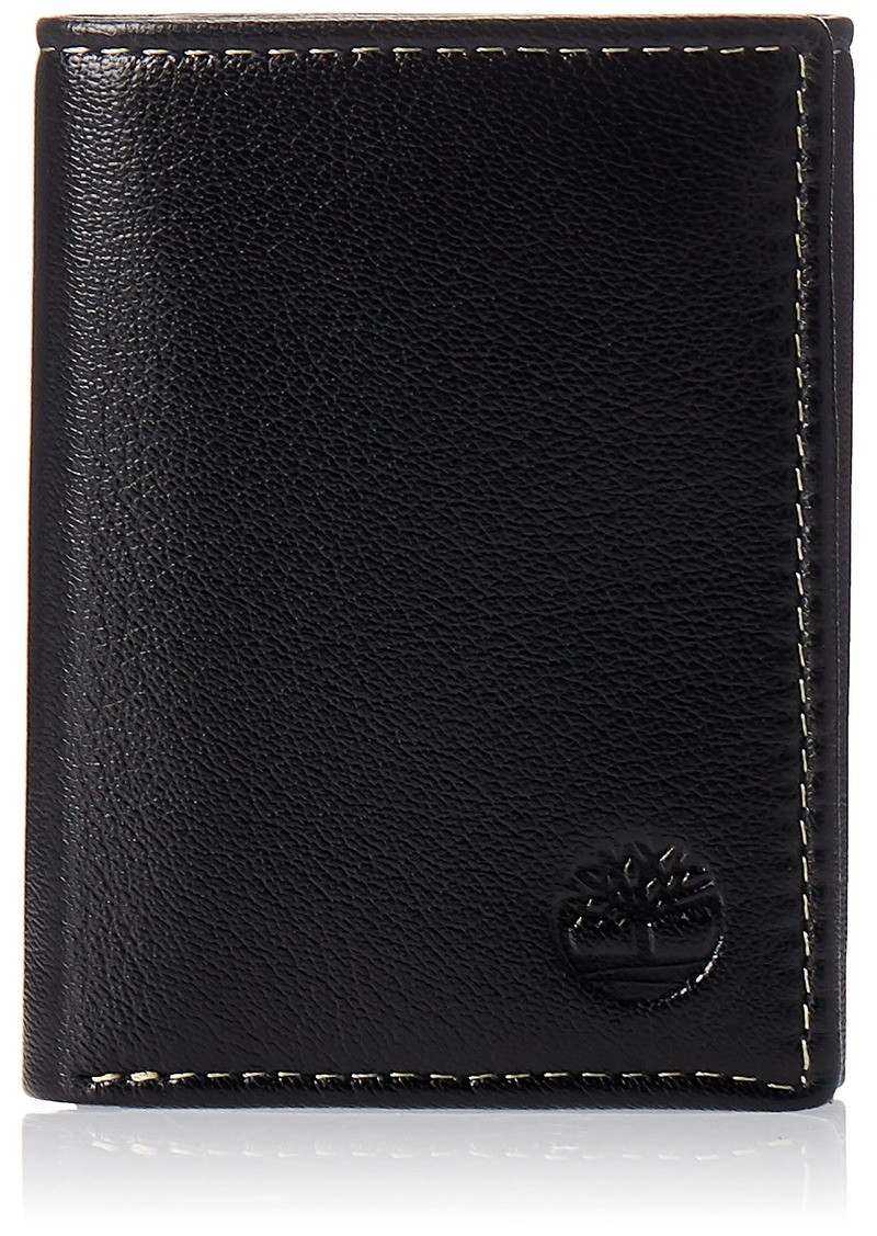 Timberland mens Leather Trifold Wallet With Id Window