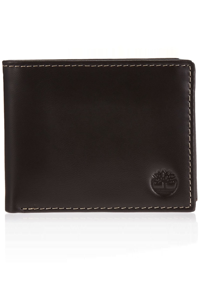 Timberland mens Leather Wallet With Attached Flip Pocket