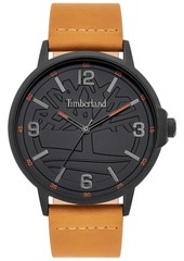 Timberland Men's Light Brown Leather Strap Watch 42mm