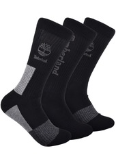 Timberland Men's Ribbed Half Cushion Crew Socks, Large, Black