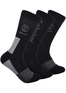 Timberland Men's Ribbed Half Cushion Crew Socks, Large, Black | Father's Day Gift Idea
