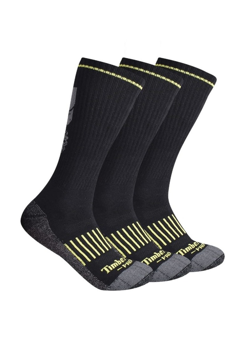 Timberland PRO Men's 3-Pack Rugged Accent Half Cushioned Crew Socks Black