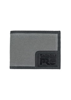 Timberland PRO Men's Canvas Leather RFID Billfold Wallet with Back ID Window Charcoal