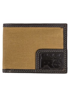 Timberland PRO mens Canvas Leather Rfid Billfold With Back Id Window Wallet Khaki  US