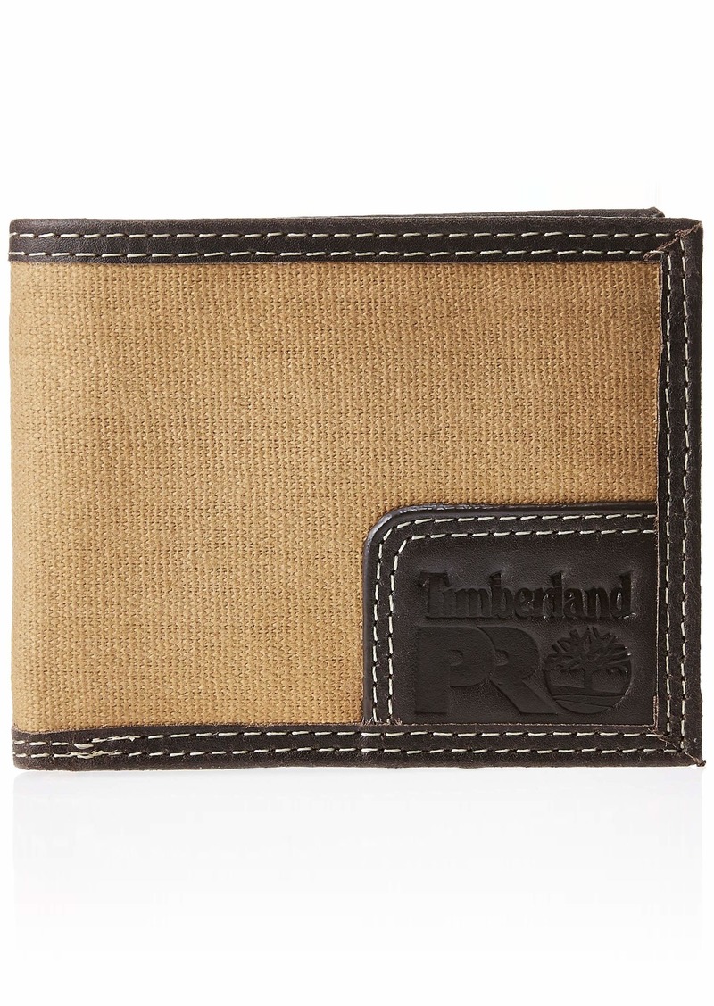 Timberland PRO mens Canvas Leather Rfid Billfold With Back Id Window Wallet Khaki  US