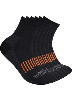 Timberland Pro Men's Half Cushion Quarter Socks - 6 Pack, Large, Black