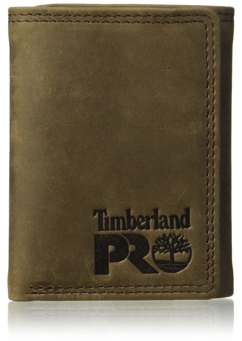 Timberland PRO Men's Leather RFID Trifold Wallet with ID Window