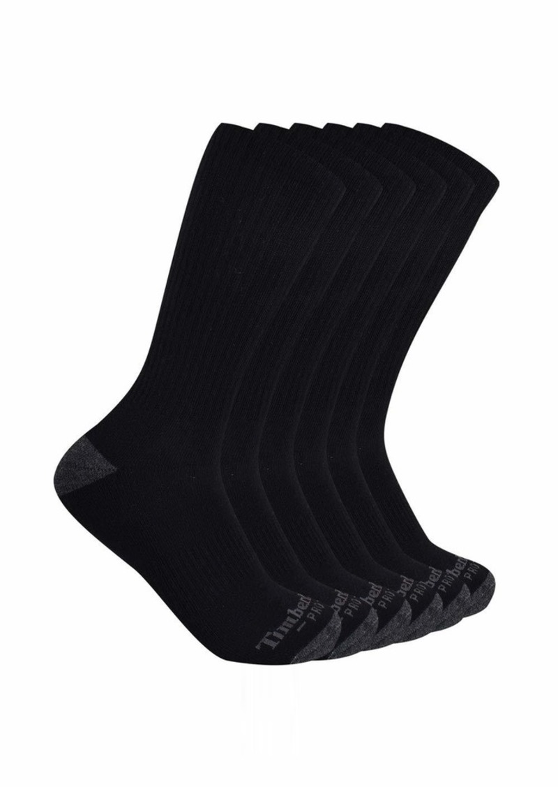 Timberland PRO mens Timberland Pro Men's Performance Crew Length 1/2 Cushion 6-pack Casual Socks   US