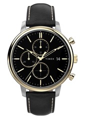 Timex® Chicago Chronograph Leather Strap Watch, 45mm