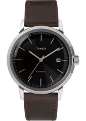 Timex Marlin Automatic 40mm Black Dial Brown Leather Strap Watch