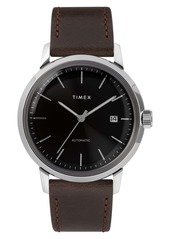 Timex® Marlin Automatic Leather Strap Watch, 40mm
