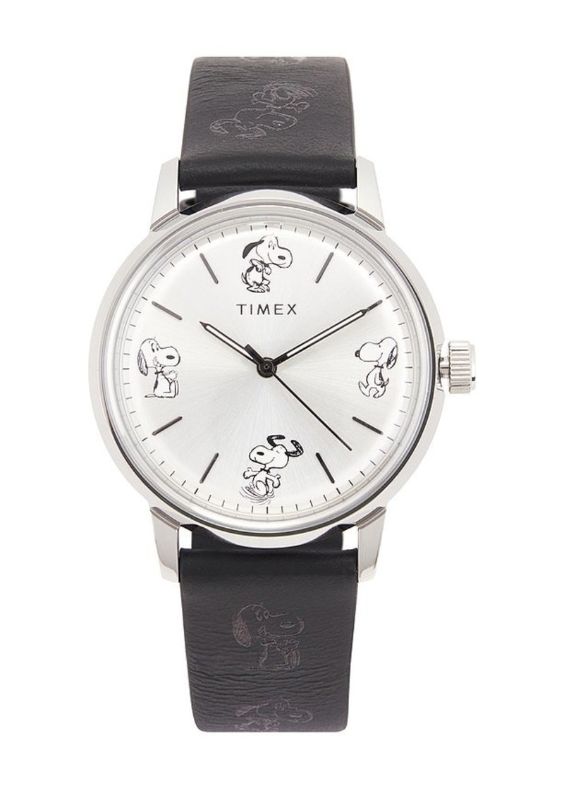 Timex Marlin Automatic Peanuts Sketch 40mm Leather Strap Watch