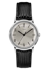 Timex® Marlin Leather Strap Watch, 34mm