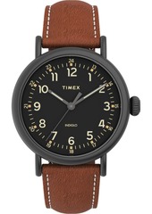 Timex Men's Standard Dark Brown Leather Strap Watch 40mm