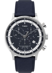 Timex Men's Waterbury Navy Blue Leather Strap Watch 40mm