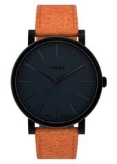Timex® Originals Leather Strap Watch, 42mm