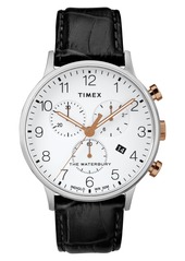 Timex® Waterbury Chronograph Leather Strap Watch, 40mm