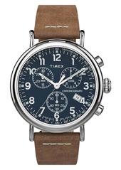 Timex® Waterbury Standard Chronograph Leather Strap Watch, 41mm