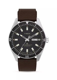 Timex Waterbury Stainless Steel & Leather Strap Watch