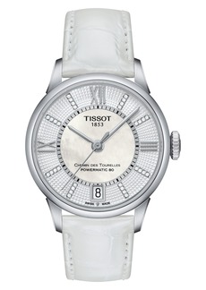 Tissot Chemin Des Tourelles Diamond Leather Strap Watch